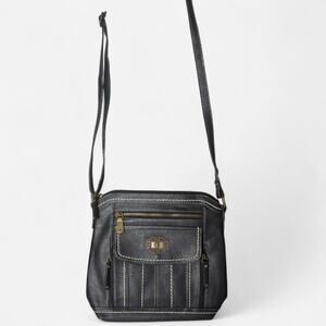 b.o.c. Born Concept Black Crossbody Bag Multi Pocket Contrast Stitch Boho